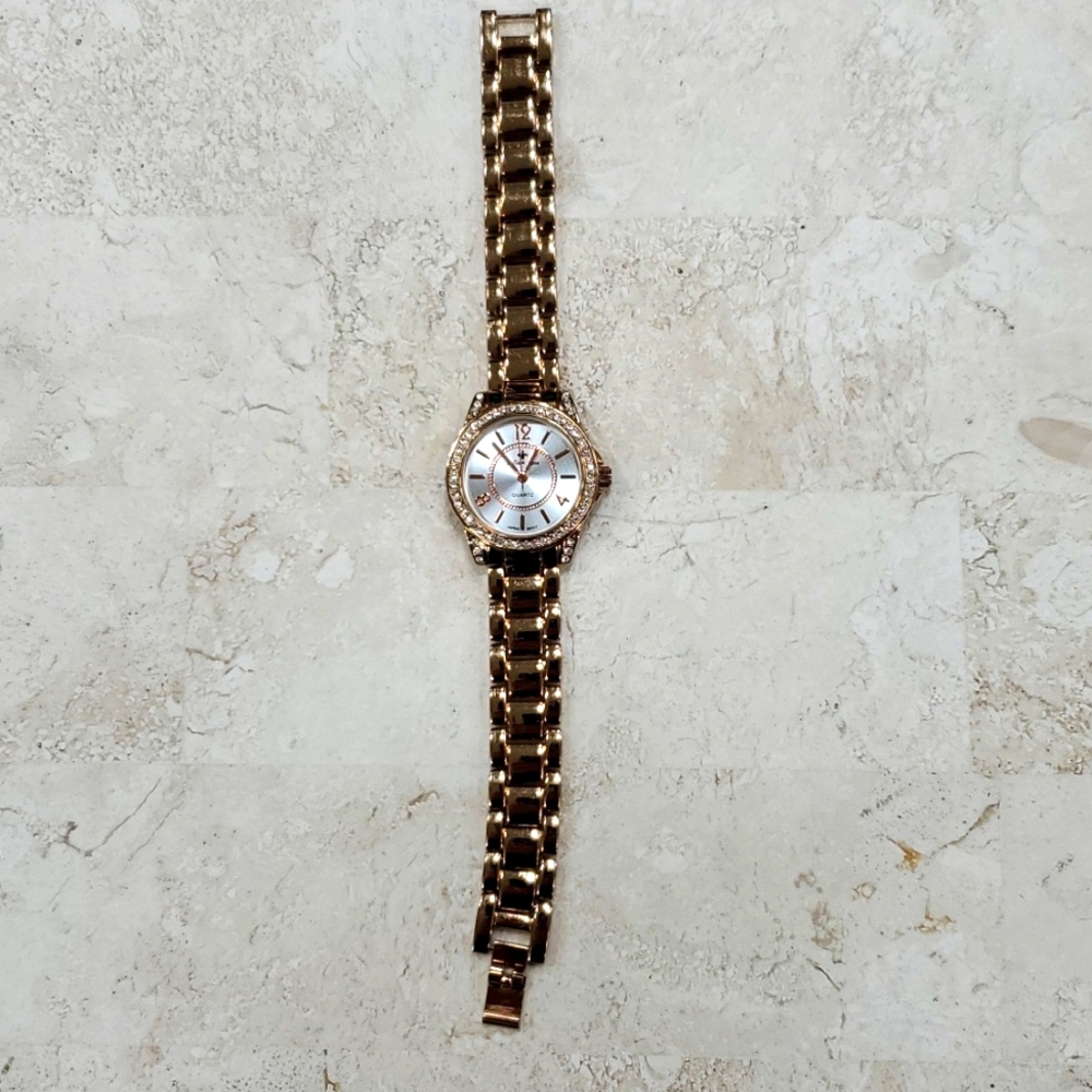 Bella & Rose Quartz watch women's gold with rhinestones
